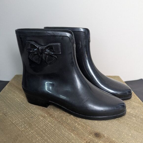 Melissa Shoes - Mel by Melissa wellington boots black rain booties with bow 7